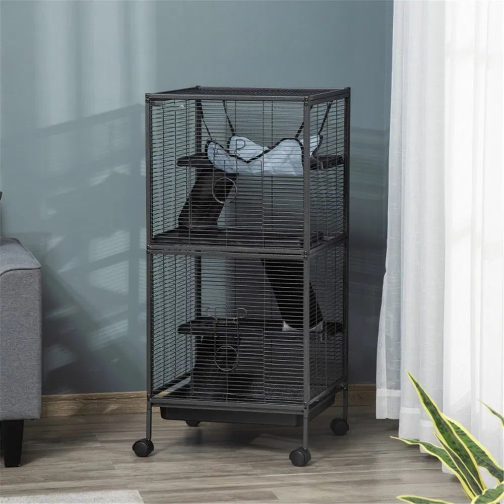 Small Animal Cage with Wheels and Hammock – view 2
