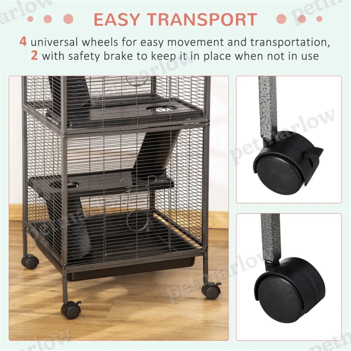 Small Animal Cage with Wheels and Hammock – view 3