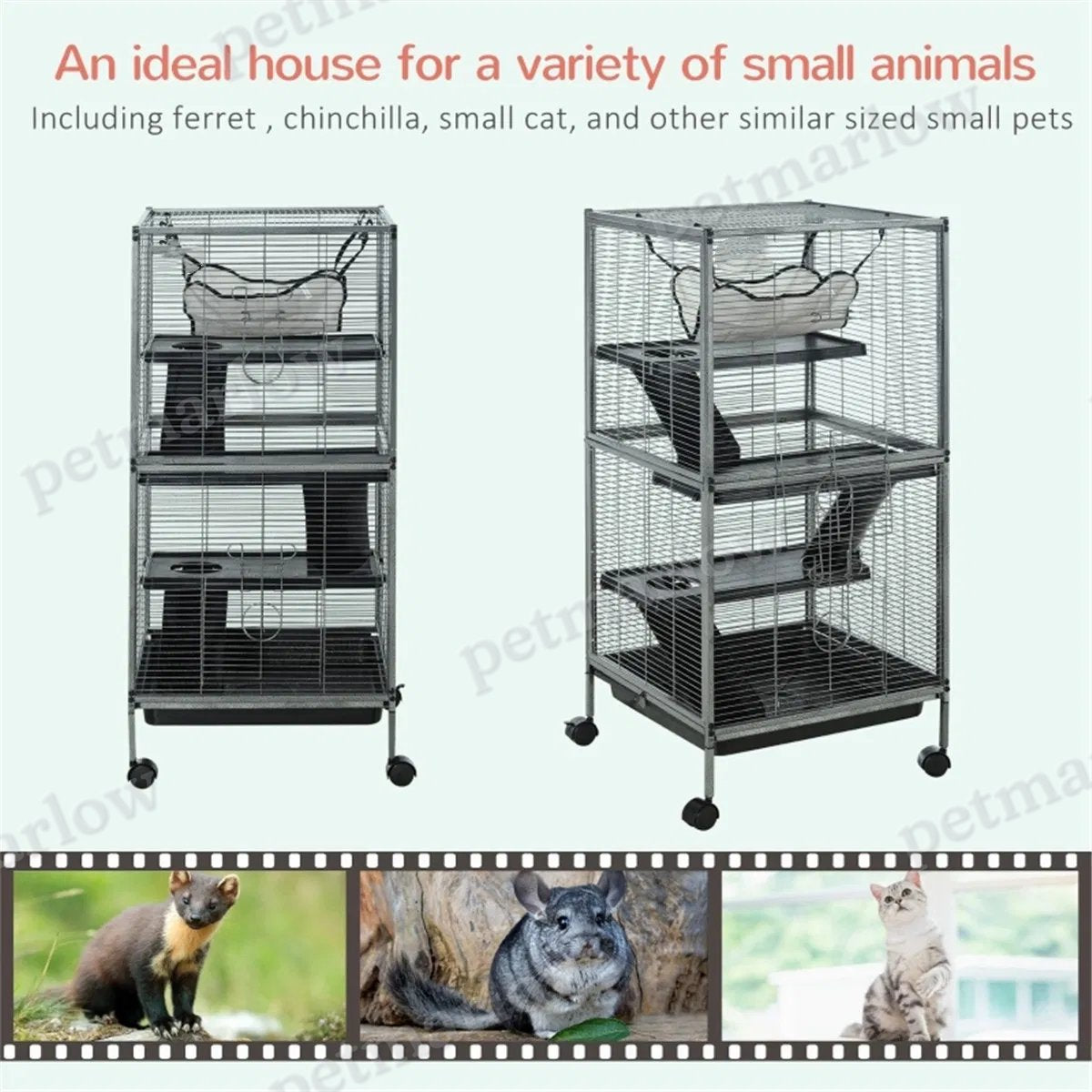 Small Animal Cage with Wheels and Hammock – view 5