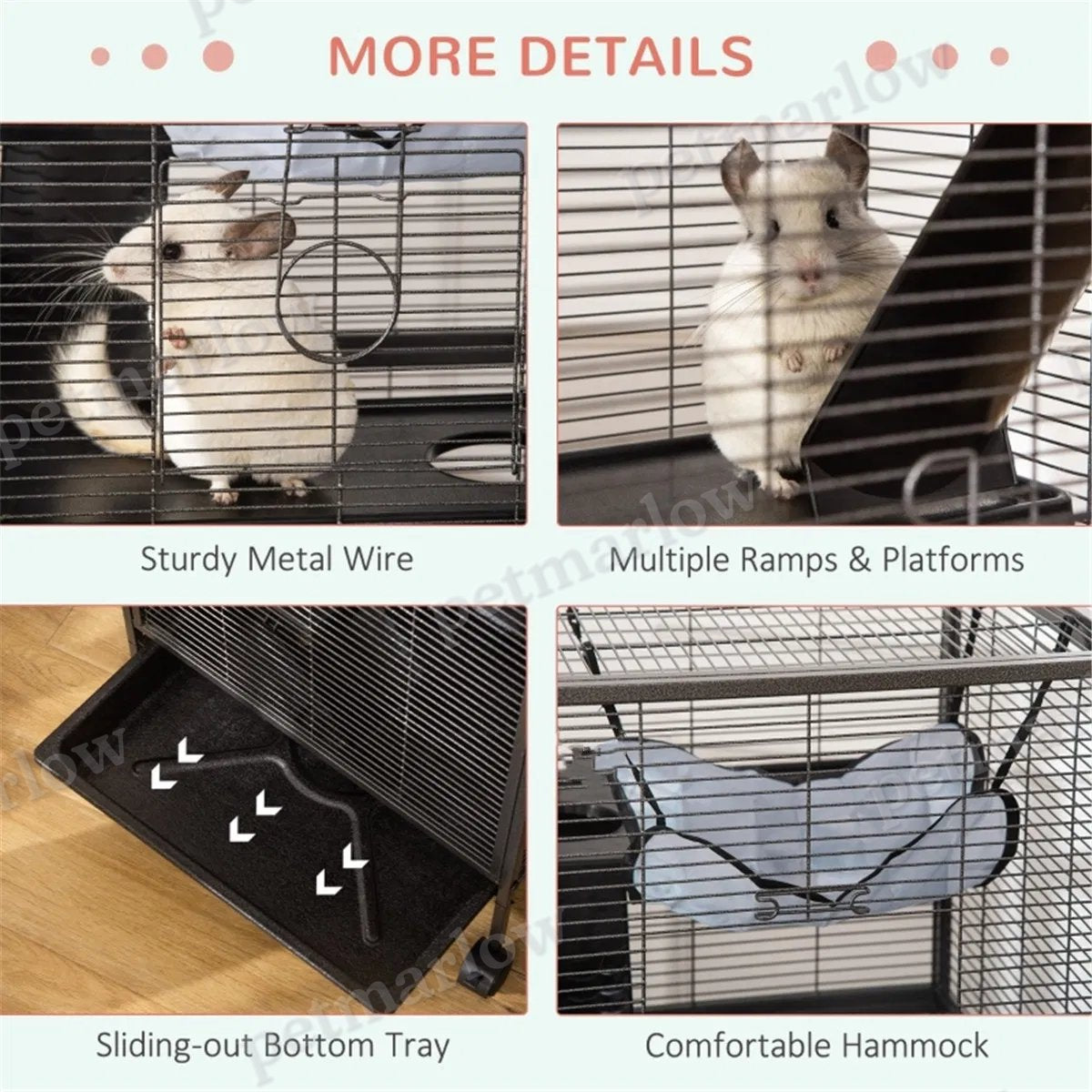 Small Animal Cage with Wheels and Hammock – view 6