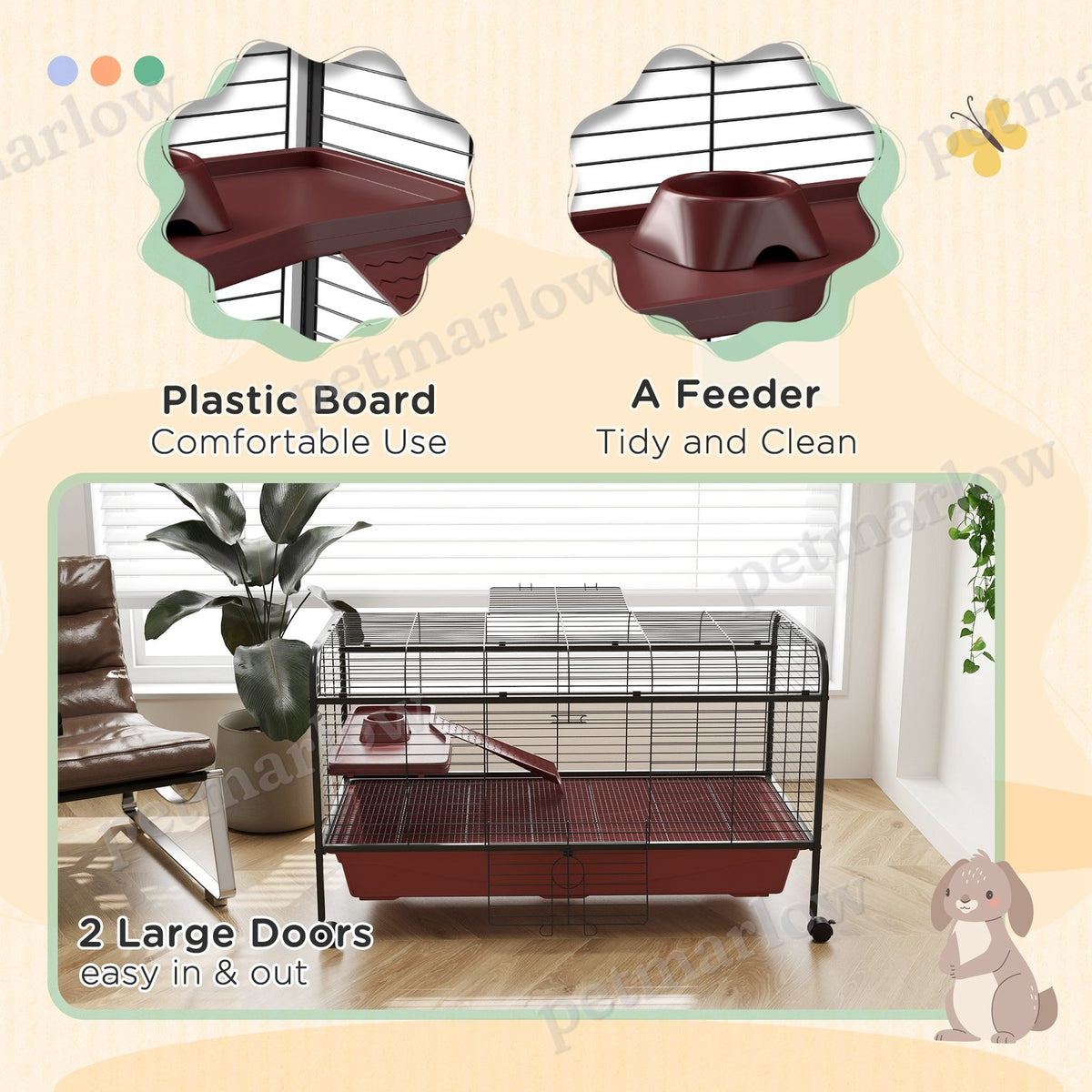 Small Animal Cage with Wheels and Ramp for Rabbits – view 6