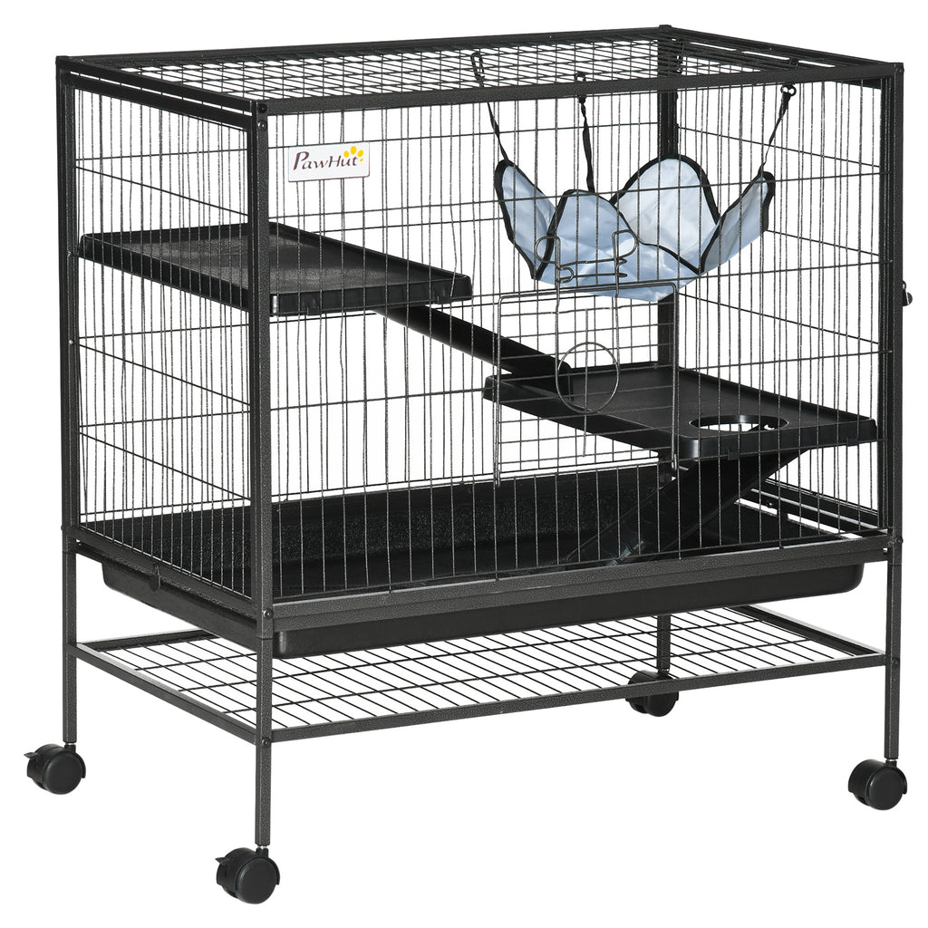 Small Animal Cage with Wheels for Easy Mobility – Black / 830x140x610 mm