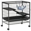 Small Animal Cage with Wheels for Easy Mobility – Black / 830x140x610 mm