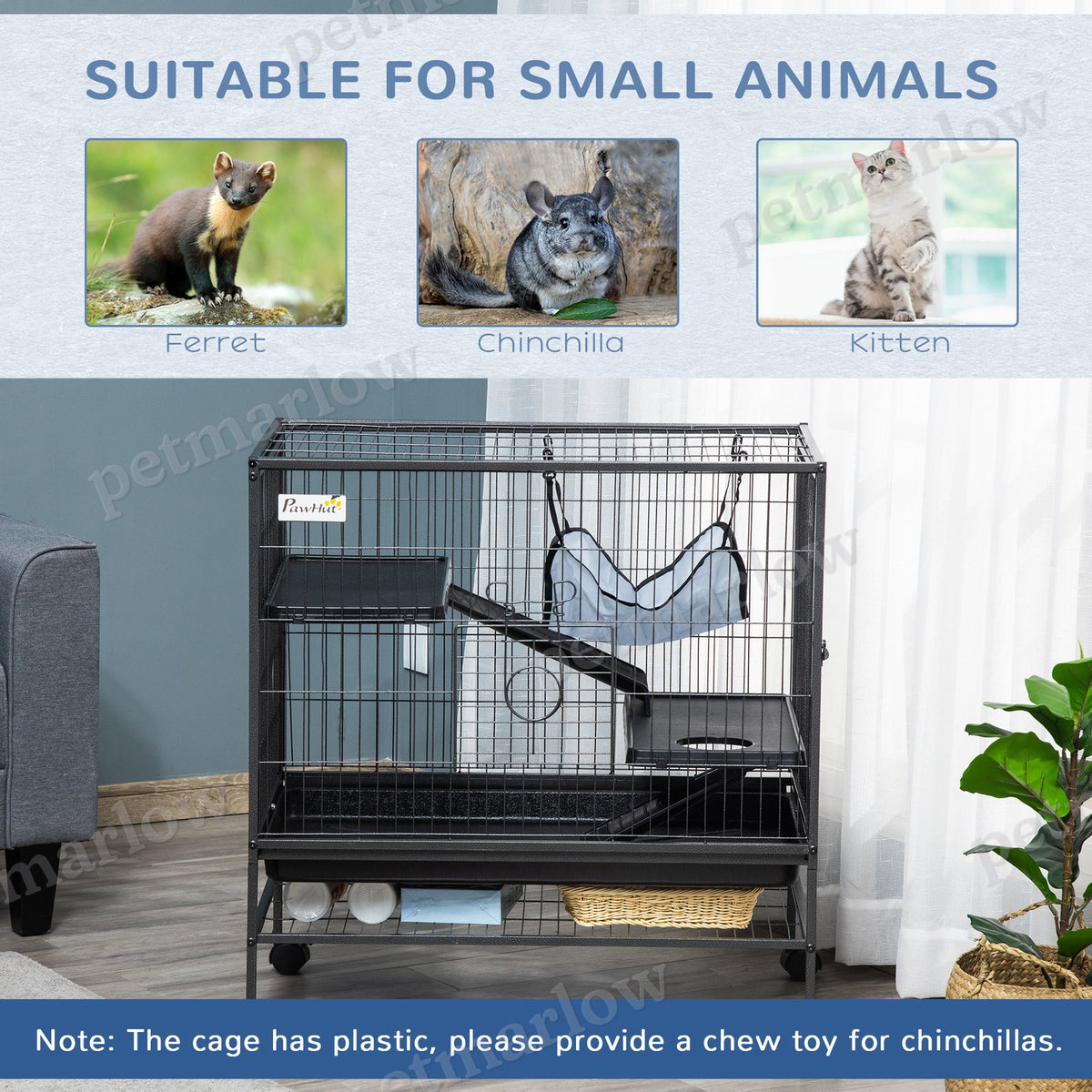 Small Animal Cage with Wheels for Easy Mobility – view 4