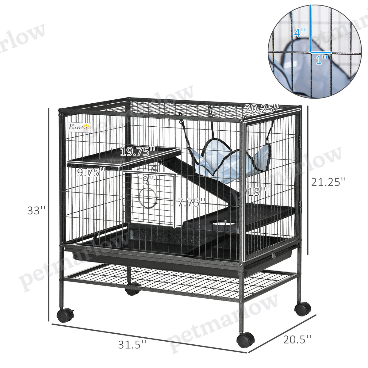 Small Animal Cage with Wheels for Easy Mobility – view 6