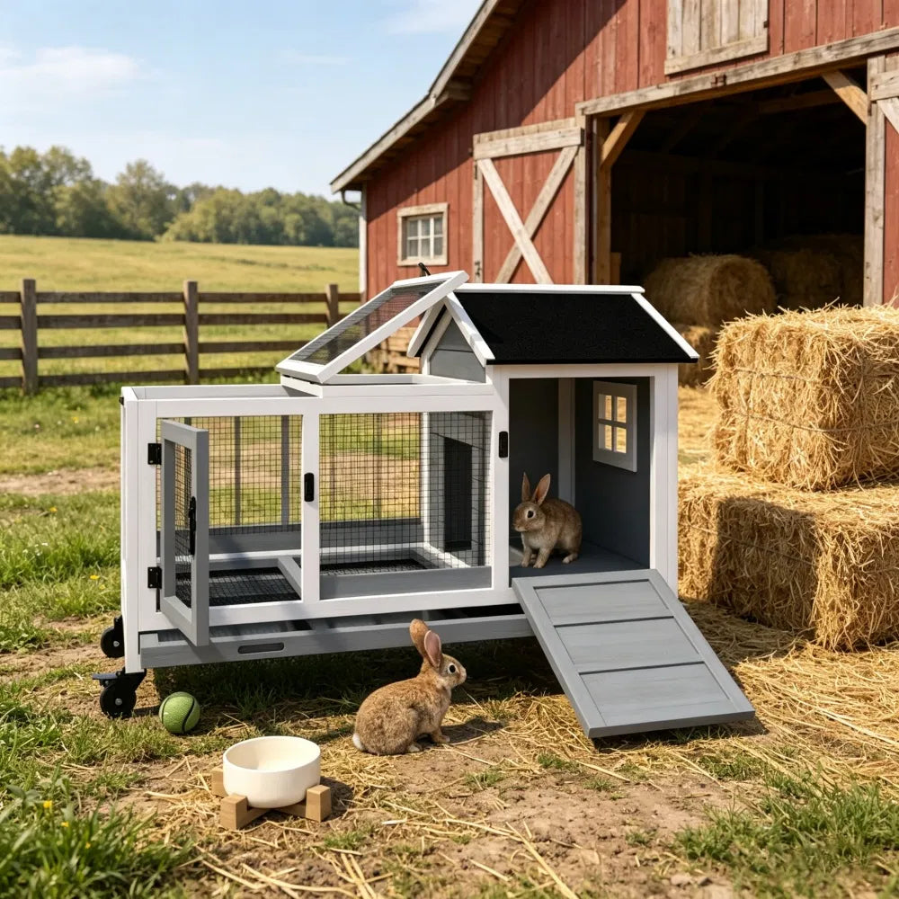 Small Animal Playpen Cage for Rabbits with Wheels – view 2