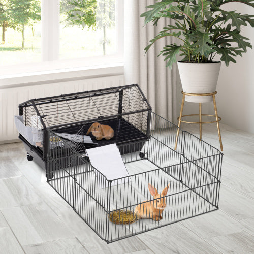 Small Animal Playpen Cage with Rolling Casters and Water Bottle