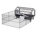 Small Animal Playpen Cage with Rolling Casters and Water Bottle – Black