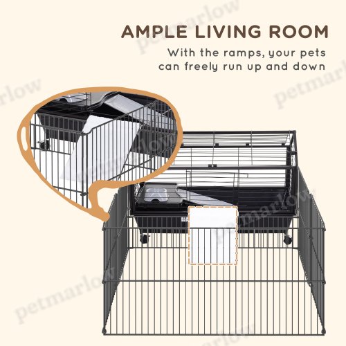Small Animal Playpen Cage with Rolling Casters and Water Bottle – view 4