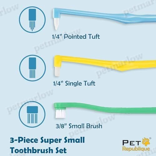 Small Breed Toothbrush Kit for Dogs & Cats 1/4' Pointed, 1/4' Flat, 3/8' Regular Brushes (3-Piece) – view 2