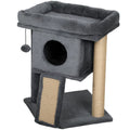 Small Cat Tower with Perch and Scratching Post for Indoor Use – Dark Grey