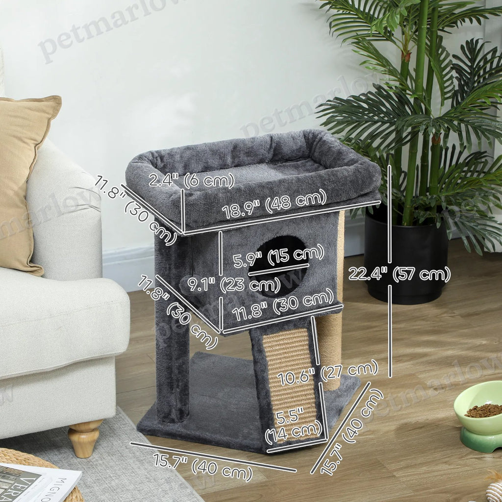 Small Cat Tower with Perch and Scratching Post for Indoor Use – view 3