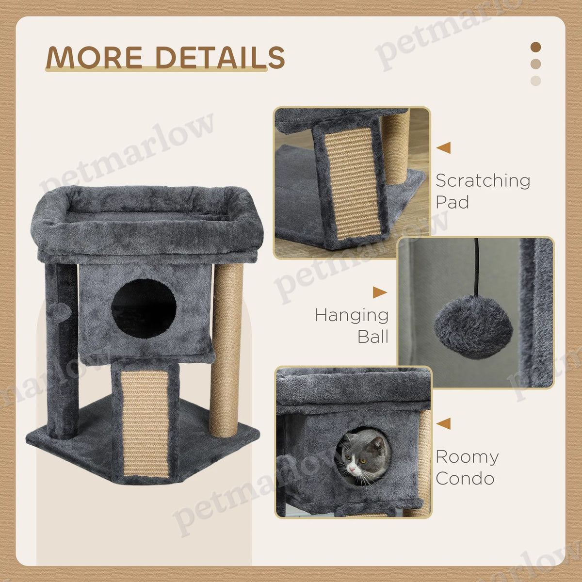 Small Cat Tower with Perch and Scratching Post for Indoor Use – view 5