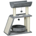 Small Cat Tree with Scratching Posts and Perch for Cats – Light Grey