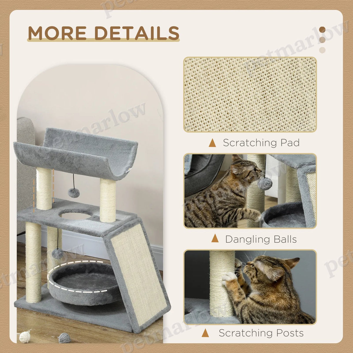 Small Cat Tree with Scratching Posts and Perch for Cats – view 5