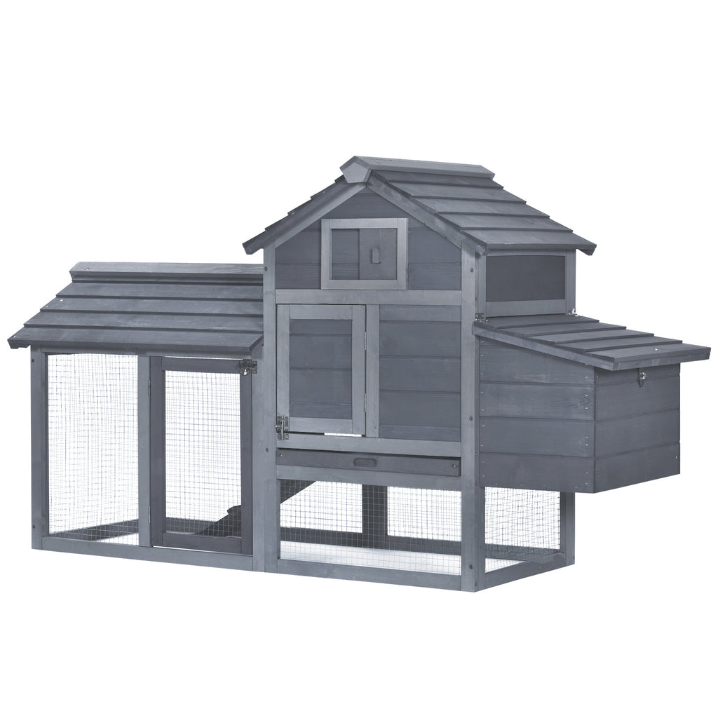 Small Wooden Chicken Coop for Outdoor Poultry with Nesting Box – Grey / 925x575x260 mm