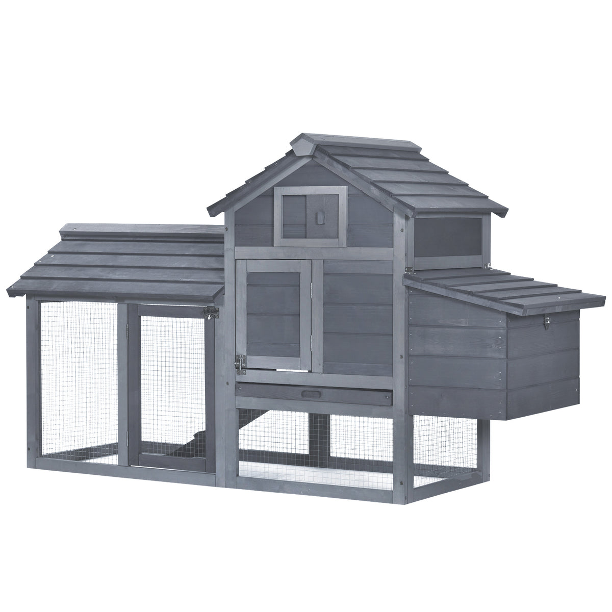 Small Wooden Chicken Coop for Outdoor Poultry with Nesting Box – Grey / 925x575x260 mm
