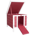 Small Wooden Rabbit Hutch for Small Animals with Waterproof Roof – Red / 575x475x165 mm