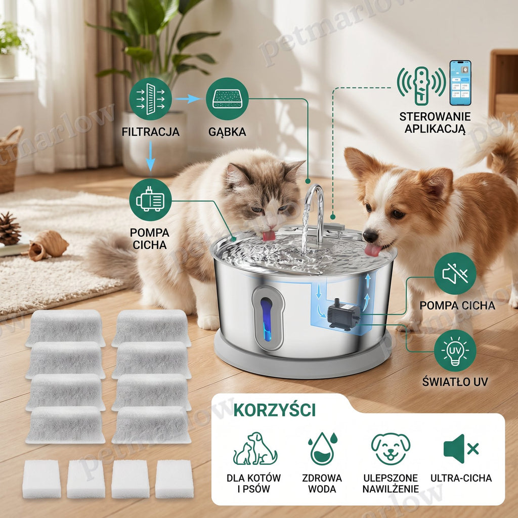 Smart Antibacterial Stainless Steel Pet Water Fountain – 4L Ultra-Quiet for Improved Pet Hydration & Health – view 4