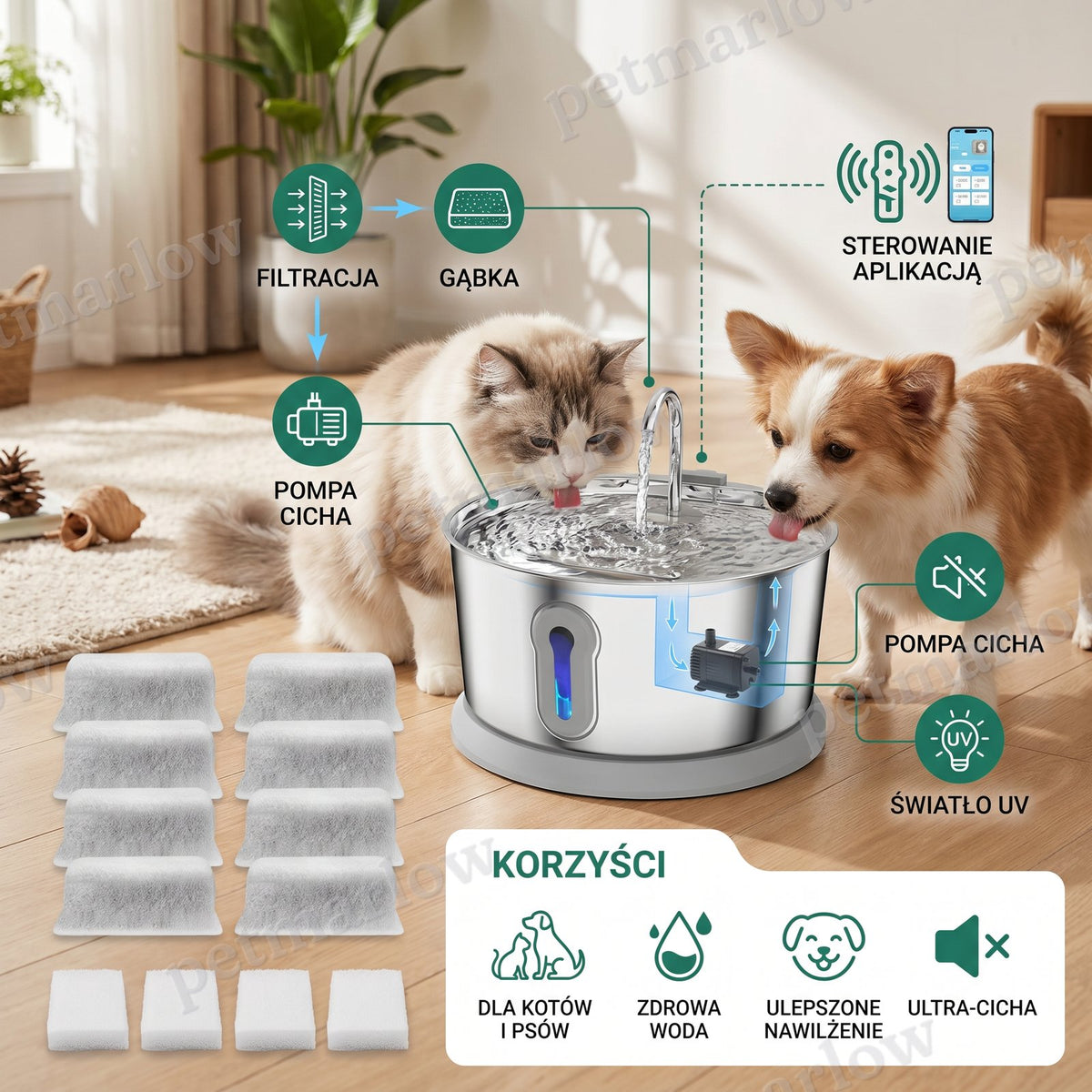 Smart Antibacterial Stainless Steel Pet Water Fountain – 4L Ultra-Quiet for Improved Pet Hydration & Health – view 4