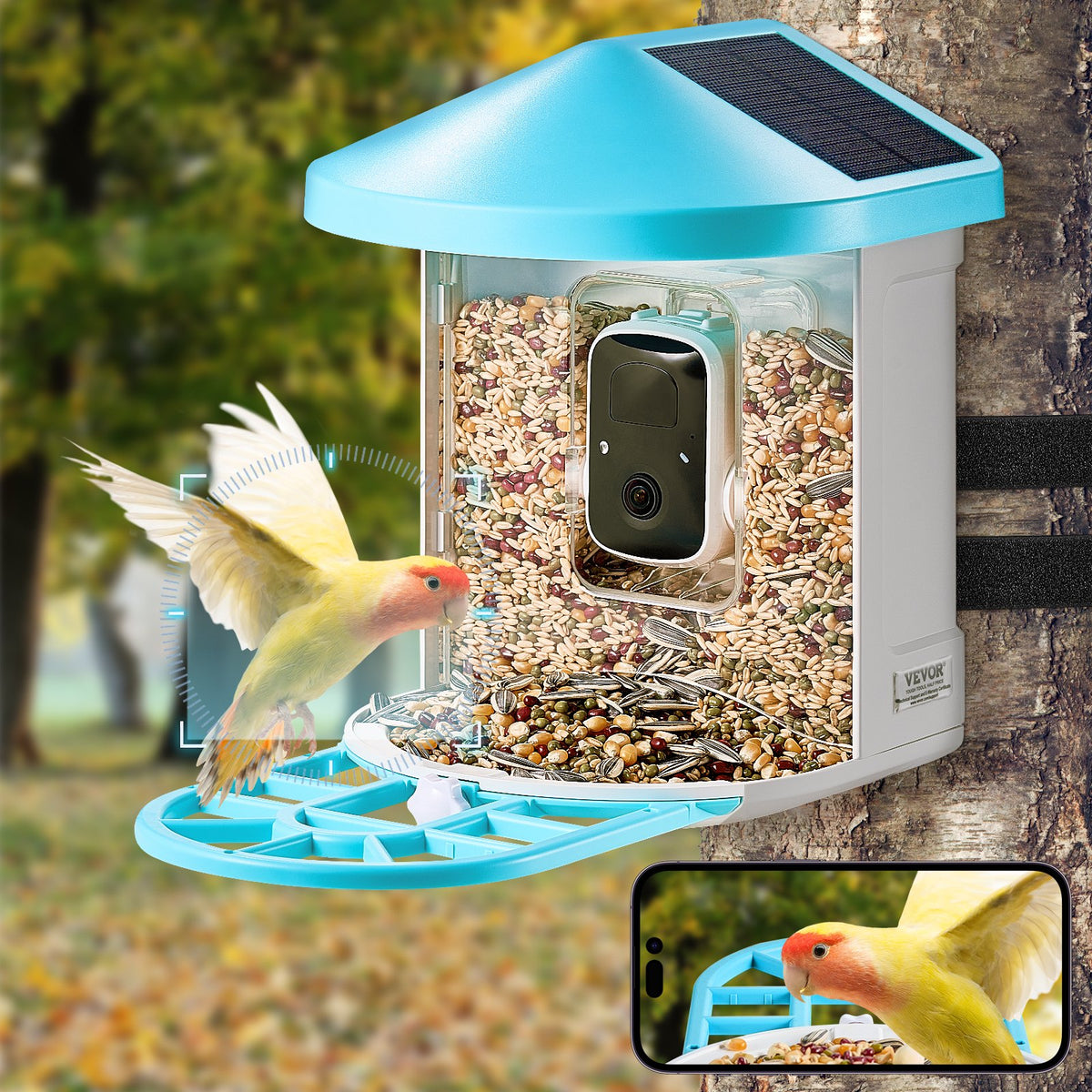 Smart Bird Feeder With AI Camera for Bird Identification – Multicolor