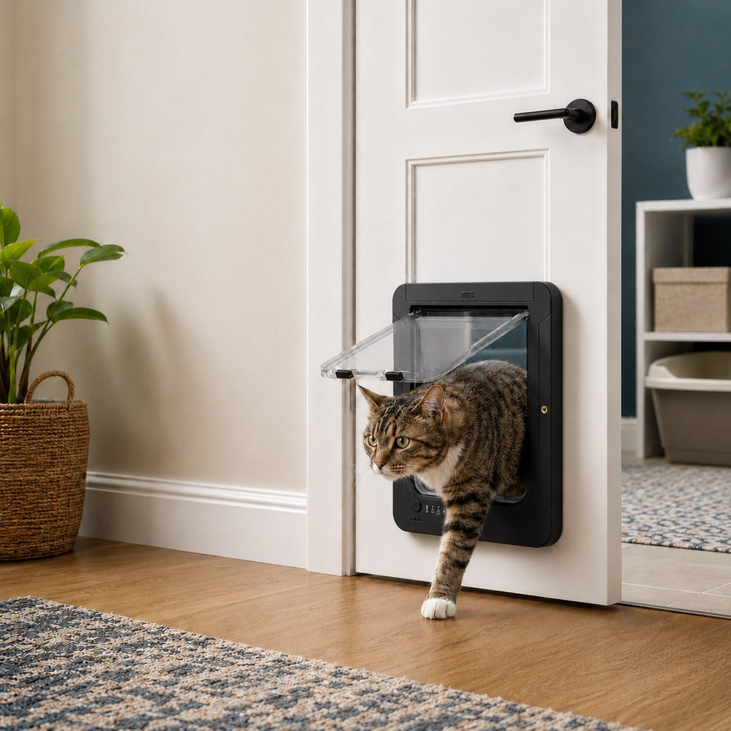 Smart RFID 4-Way Locking Cat Door (Fits Pets Under 25 lb) – Black