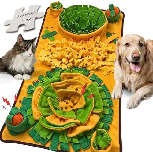 Snuffle Mat for Dogs Large Dog Snuffle Mat with Squeaky Plush Carrot Toy