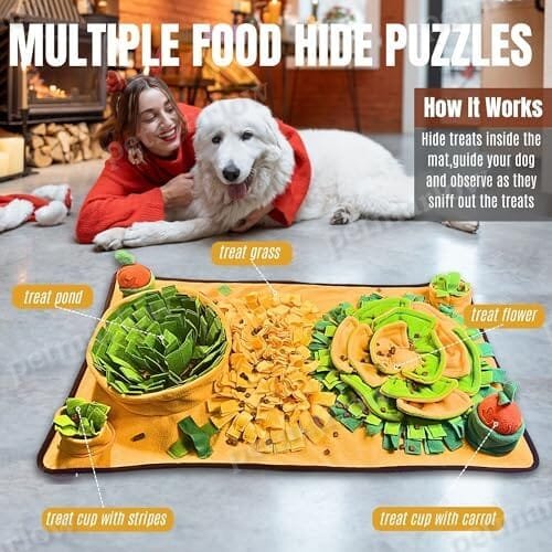 Snuffle Mat for Dogs Large Dog Snuffle Mat with Squeaky Plush Carrot Toy – view 2