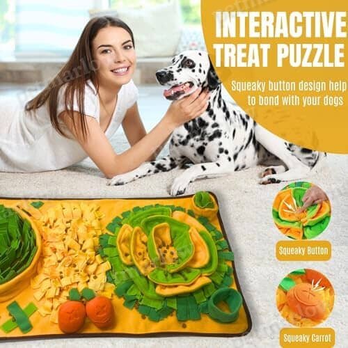 Snuffle Mat for Dogs Large Dog Snuffle Mat with Squeaky Plush Carrot Toy – view 3