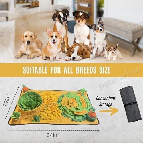 Snuffle Mat for Dogs Large Dog Snuffle Mat with Squeaky Plush Carrot Toy – view 5
