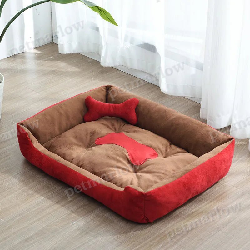 Soft Bed for Small Pets with Raised Edges and Bone-Shaped Cushion – view 3