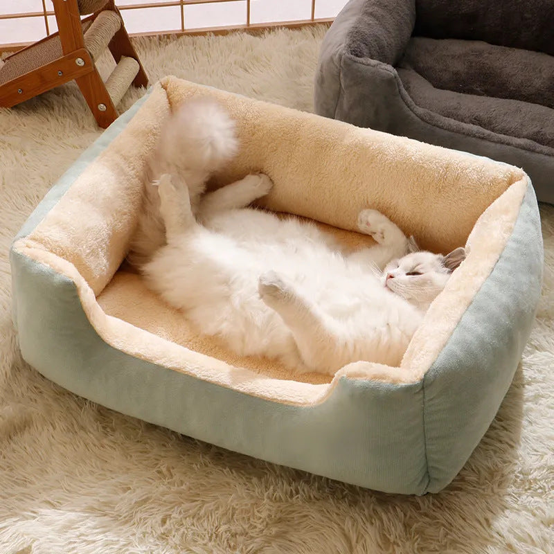 Soft Plush Pet Bed for Cats & Dogs – Green / S 4530cm
