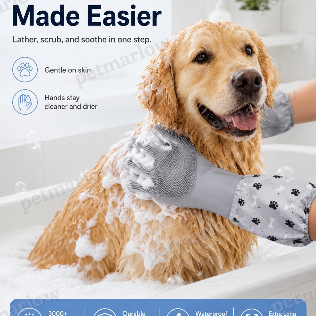 Soft Silicone Deshedding Pet Grooming Gloves (Long Sleeve) – view 6