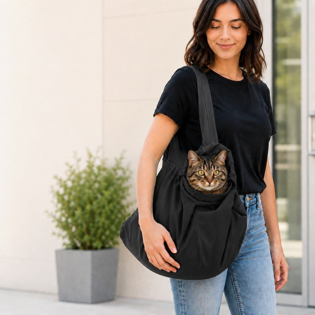 Soft Wrap Cat Grooming Carrier (Front Paw Openings) – Black