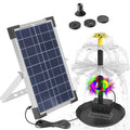 Solar Bird Bath Fountain with Colorful Lights and Nozzles – Black