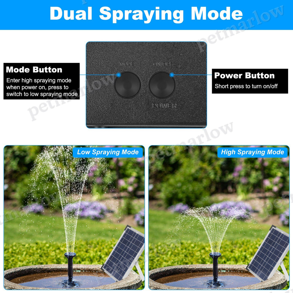 Solar Bird Bath Fountain with Colorful Lights and Nozzles – view 6