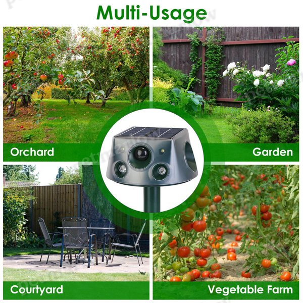 Solar & Type-C Rechargeable Animal Repeller with 3 Modes – view 3