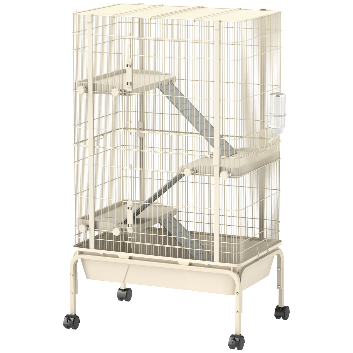 Spacious 4-Tier Small Animal Cage with Accessories – Beige / 775x530x290 mm