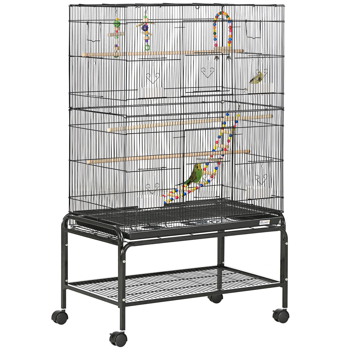 Spacious 52" Bird Cage with Rolling Stand and Toys