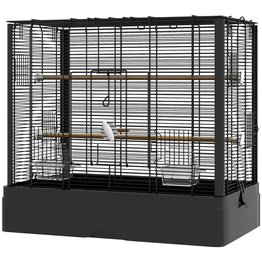 Spacious Bird Cage for Budgies, Finches, and Love Birds – Black