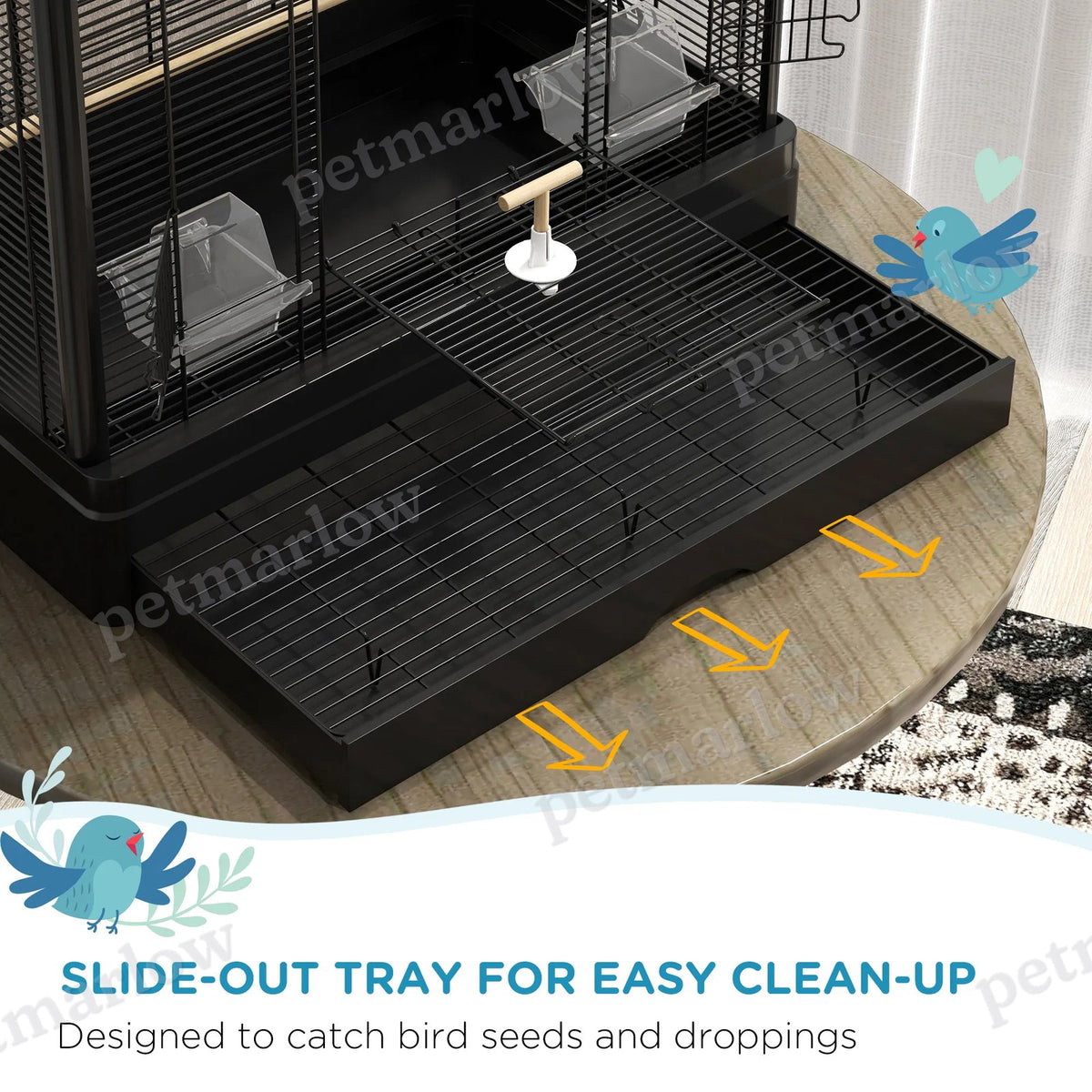 Spacious Bird Cage for Budgies, Finches, and Love Birds – view 3