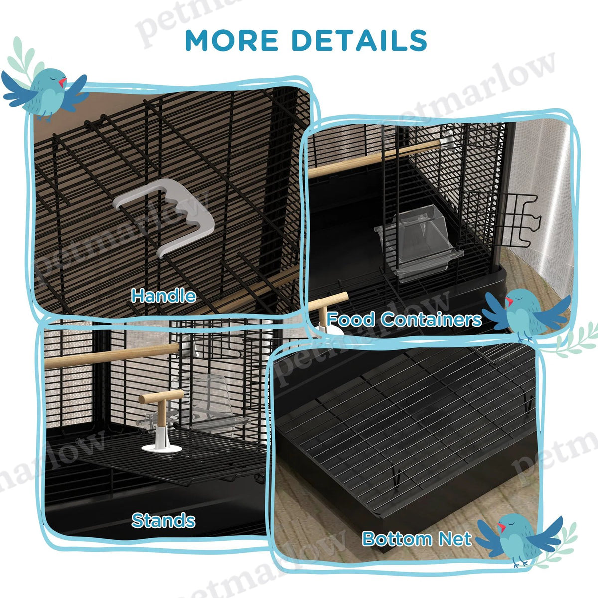 Spacious Bird Cage for Budgies, Finches, and Love Birds – view 5