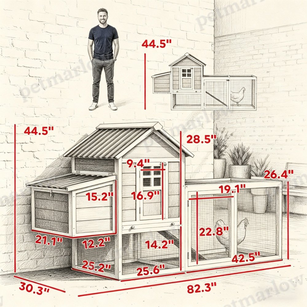 Spacious Chicken Coop with Run and Nesting Box – view 2