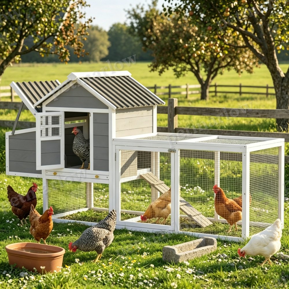 Spacious Chicken Coop with Run and Nesting Box – view 3