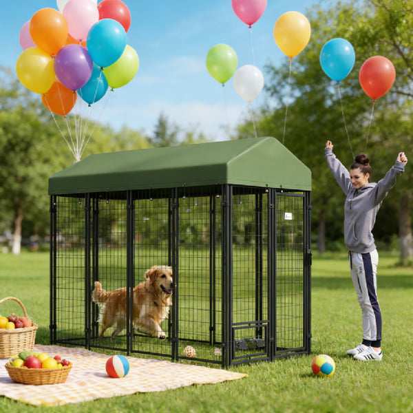 Spacious Outdoor Dog House with Lockable Gate – view 2