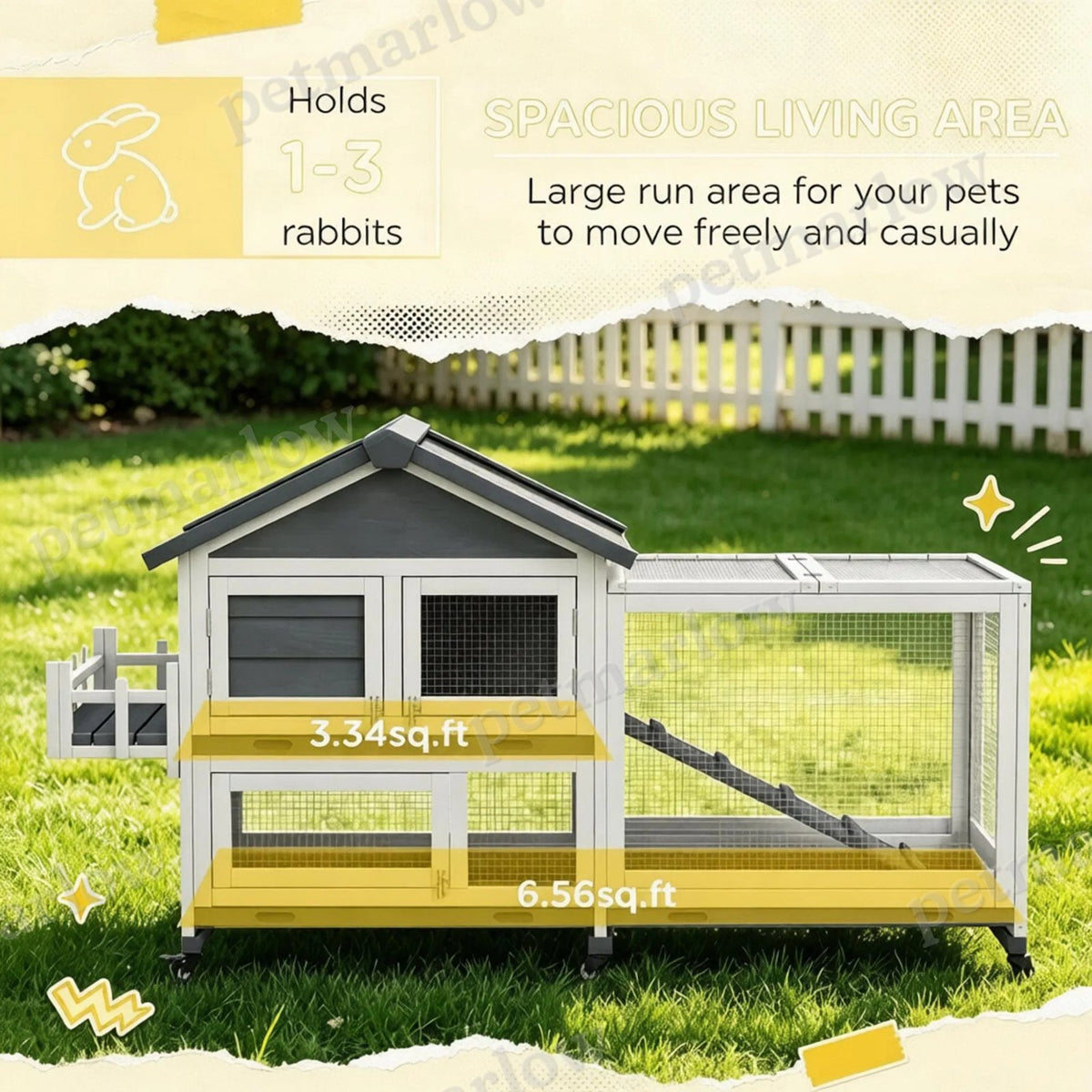 Spacious Wooden Rabbit Hutch with Openable Roof – view 5
