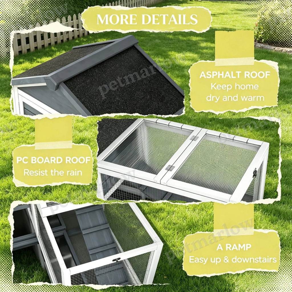 Spacious Wooden Rabbit Hutch with Openable Roof – view 6