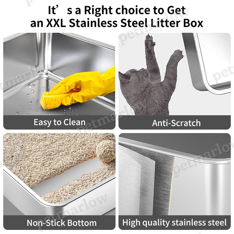 Stainless Steel Cat Litter Box for Easy Cleaning – view 3