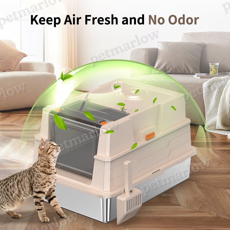 Stainless Steel Cat Litter Box with High-Sided Design – view 2