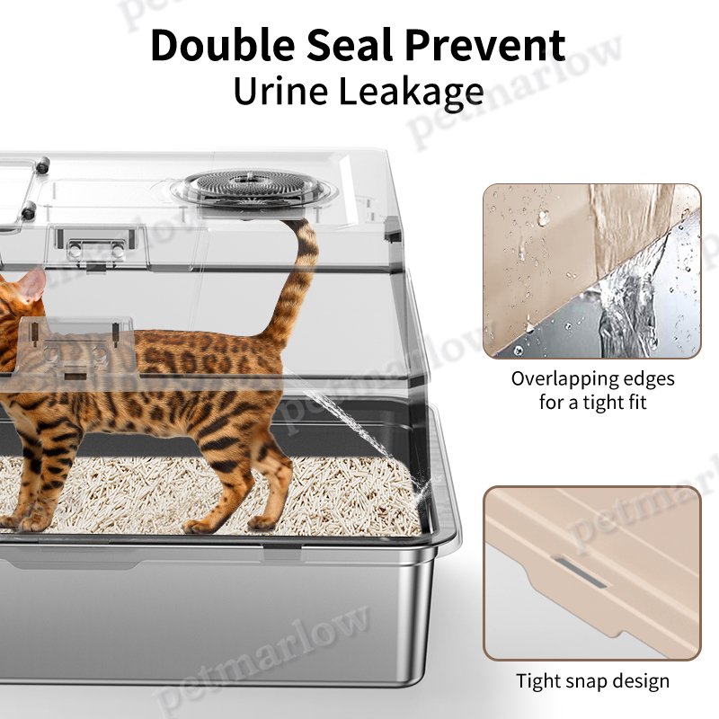 Stainless Steel Cat Litter Box with High-Sided Design – view 3